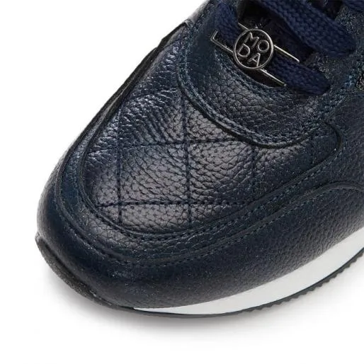Berke Navy Leather Women Moda In Pelle Wedge Trainers Berke Navy Leather Women Moda In Pelle Wedge Trainers