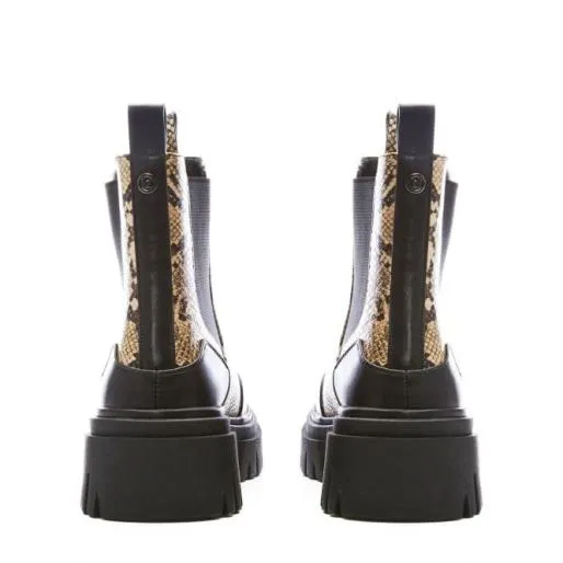 Berra Cream Snake Print Women Moda In Pelle Ankle Boots