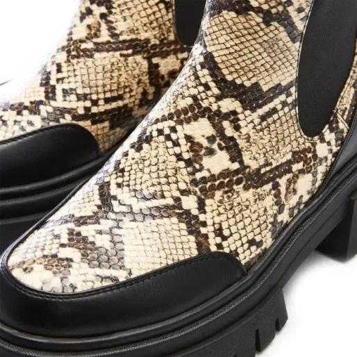 Berra Cream Snake Print Women Moda In Pelle Ankle Boots
