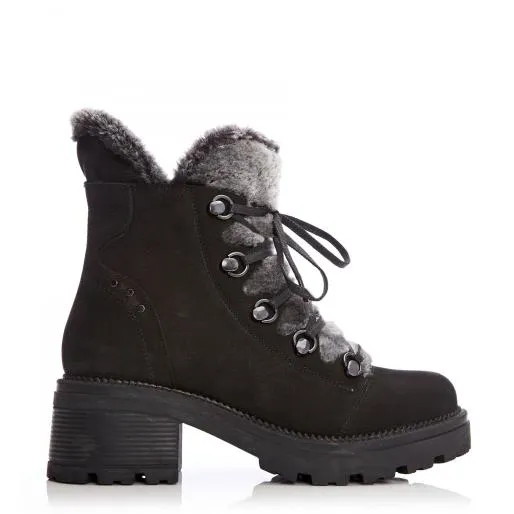 Bertino Black Nubuck Women Moda In Pelle Ankle Boots