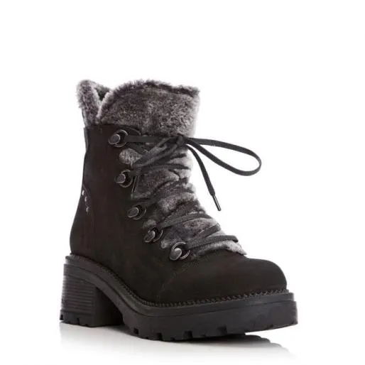 Bertino Black Nubuck Women Moda In Pelle Ankle Boots