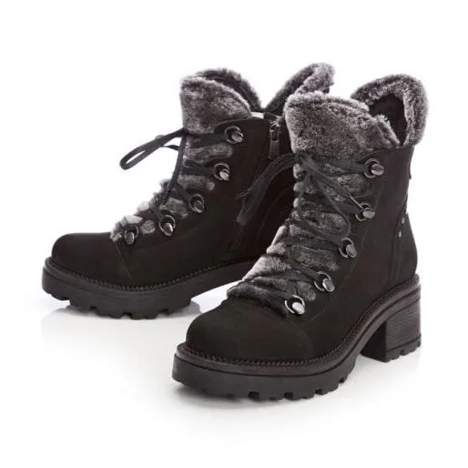 Bertino Black Nubuck Women Moda In Pelle Ankle Boots