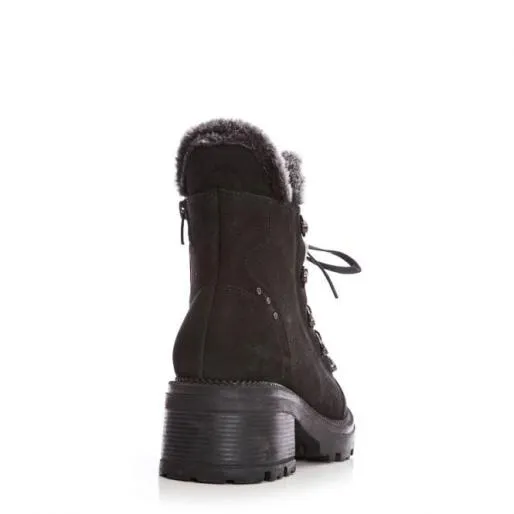 Bertino Black Nubuck Women Moda In Pelle Ankle Boots