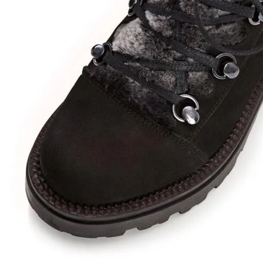 Bertino Black Nubuck Women Moda In Pelle Ankle Boots