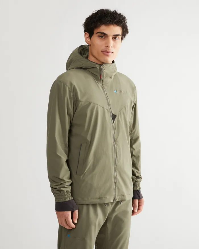 Bestla Zip Hood Wind Jacket Dusty Green Men Klttermusen Wind Resistant Jackets