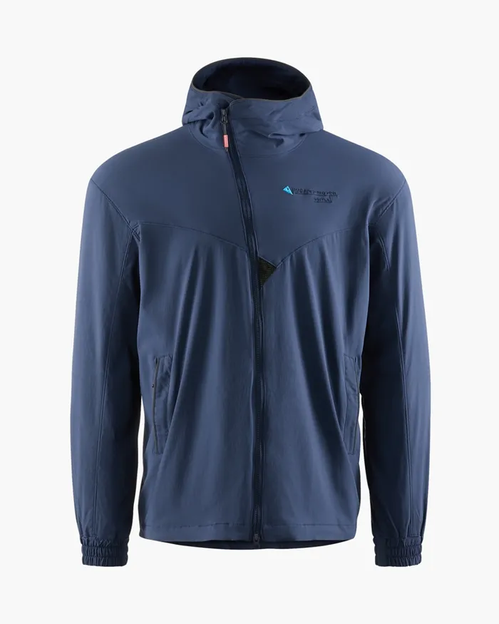Bestla Zip Hood Wind Jacket Indigo Blue Men Klttermusen Wind Resistant Jackets