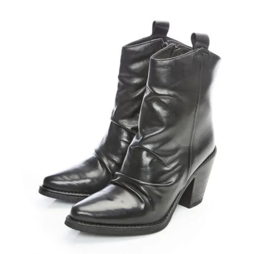 Betsie Black Leather Women Moda In Pelle Ankle Boots