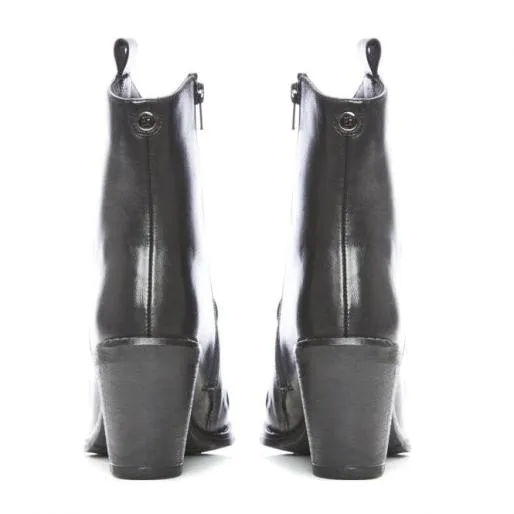 Betsie Black Leather Women Moda In Pelle Ankle Boots
