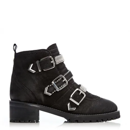 Bexxie Black Nubuck Women Moda In Pelle Ankle Boots