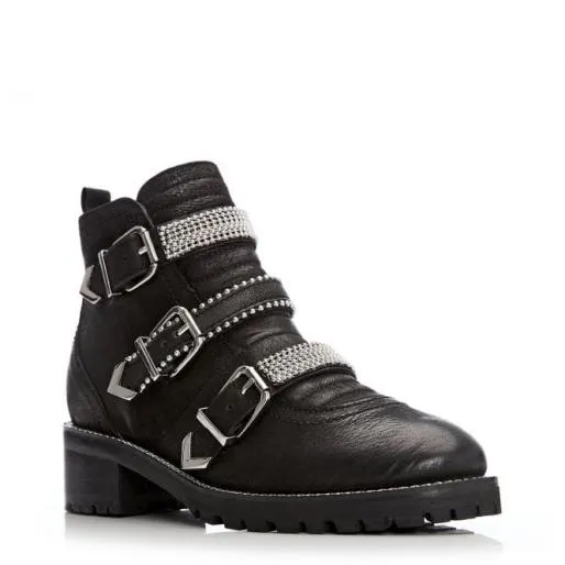 Bexxie Black Nubuck Women Moda In Pelle Ankle Boots