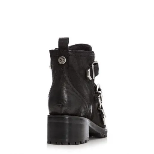 Bexxie Black Nubuck Women Moda In Pelle Ankle Boots