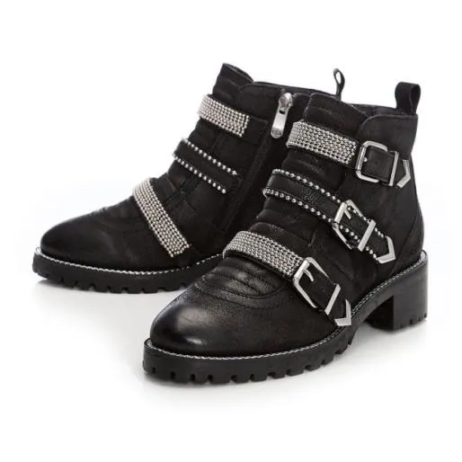 Bexxie Black Nubuck Women Moda In Pelle Ankle Boots