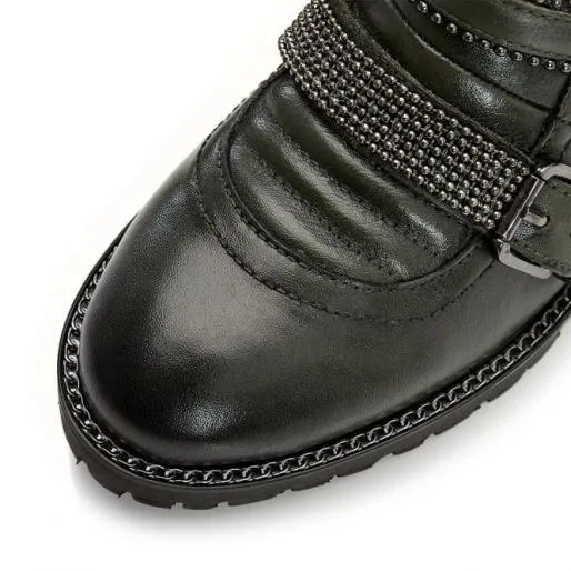 Bexxie Green Leather Women Moda In Pelle Ankle Boots Bexxie Green Leather Women Moda In Pelle Ankle Boots