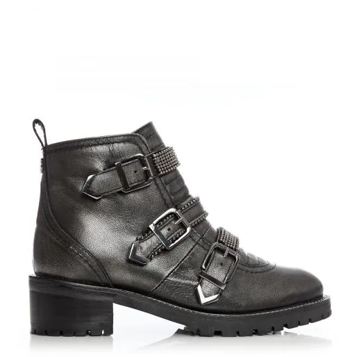 Bexxie Pewter Leather Women Moda In Pelle Ankle Boots