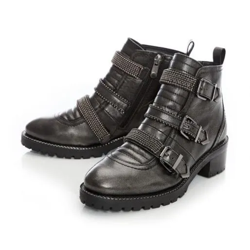 Bexxie Pewter Leather Women Moda In Pelle Ankle Boots Bexxie Pewter Leather Women Moda In Pelle Ankle Boots