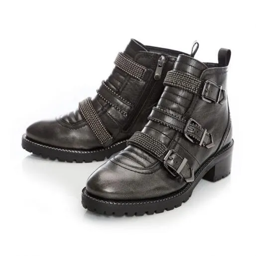 Bexxie Pewter Leather Women Moda In Pelle Ankle Boots Bexxie Pewter Leather Women Moda In Pelle Ankle Boots