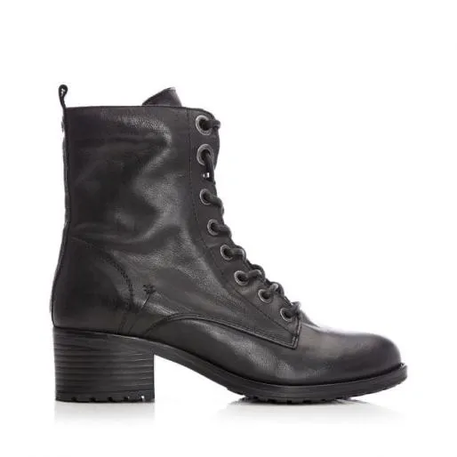 Bezzie Black Leather Women Moda In Pelle Ankle Boots