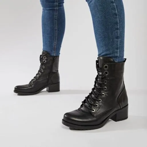 Bezzie Black Leather Women Moda In Pelle Ankle Boots