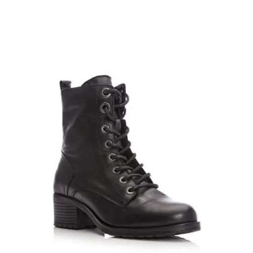 Bezzie Black Leather Women Moda In Pelle Ankle Boots