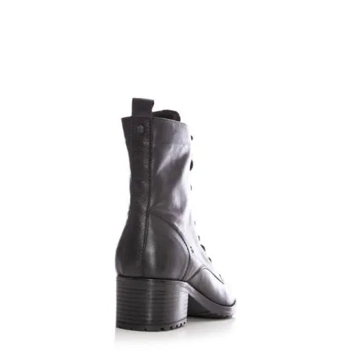 Bezzie Black Leather Women Moda In Pelle Ankle Boots