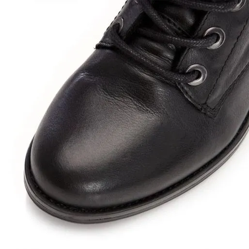 Bezzie Black Leather Women Moda In Pelle Ankle Boots