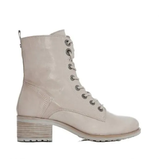 Bezzie Cream Leather Women Moda In Pelle Leather Boots