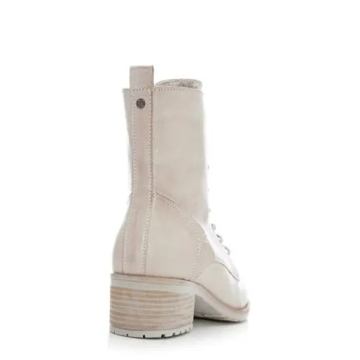 Bezzie Cream Leather Women Moda In Pelle Leather Boots