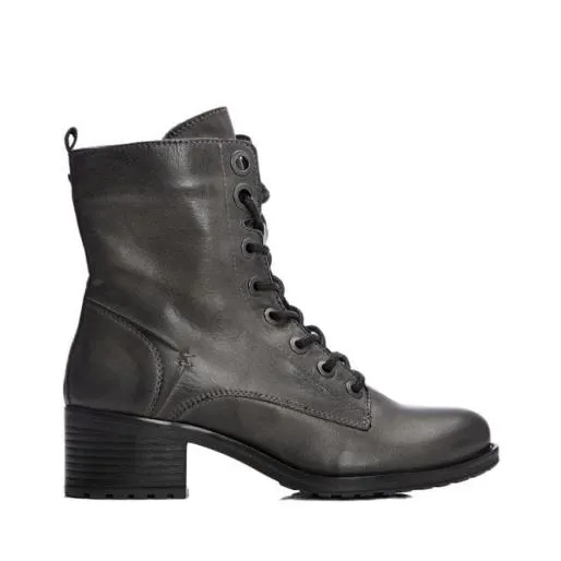 Bezzie Grey Leather Women Moda In Pelle Leather Boots
