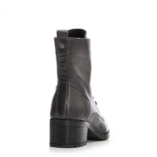 Bezzie Grey Leather Women Moda In Pelle Leather Boots