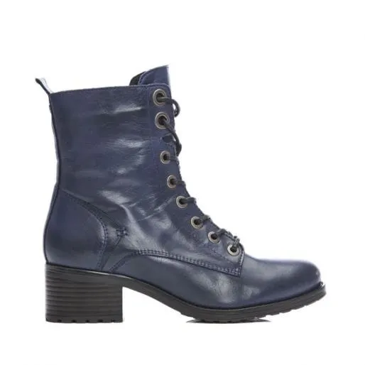 Bezzie Navy Leather Women Moda In Pelle Leather Boots