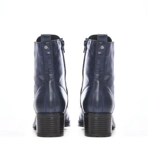 Bezzie Navy Leather Women Moda In Pelle Leather Boots