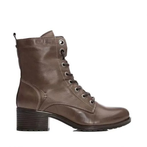 Bezzie Taupe Leather Women Moda In Pelle Leather Boots