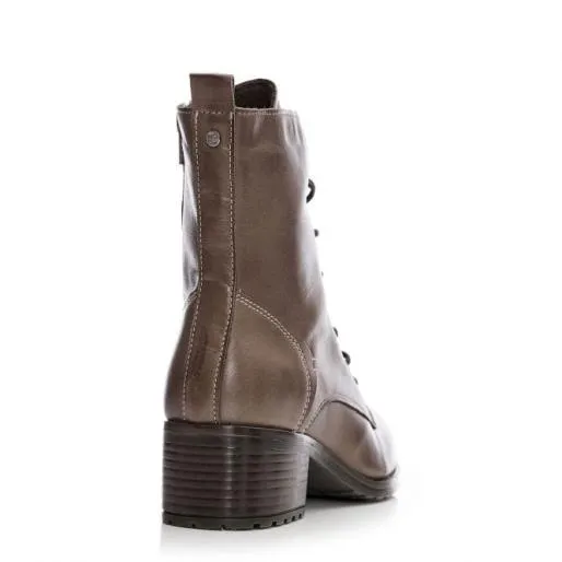 Bezzie Taupe Leather Women Moda In Pelle Leather Boots