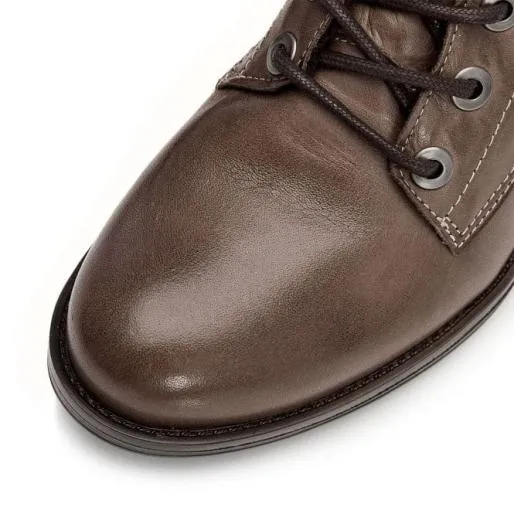 Bezzie Taupe Leather Women Moda In Pelle Leather Boots