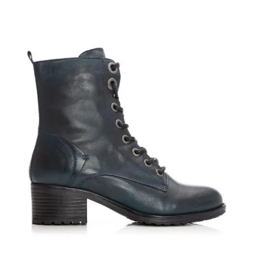 Bezzie Teal Leather Women Moda In Pelle Ankle Boots