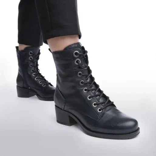 Bezzie Teal Leather Women Moda In Pelle Ankle Boots