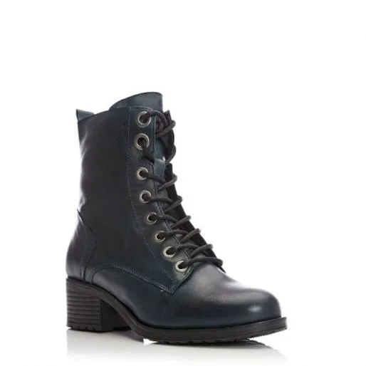 Bezzie Teal Leather Women Moda In Pelle Ankle Boots