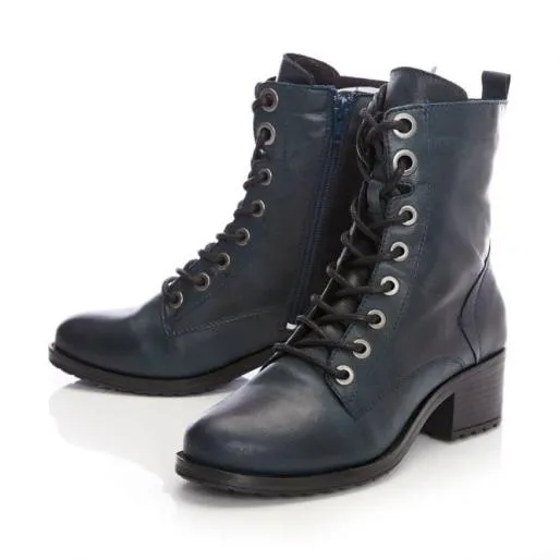 Bezzie Teal Leather Women Moda In Pelle Ankle Boots