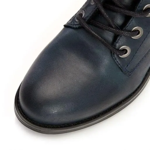 Bezzie Teal Leather Women Moda In Pelle Ankle Boots