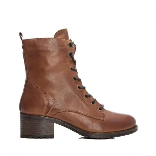 Bezzie W Tan Leather Women Moda In Pelle Ankle Boots