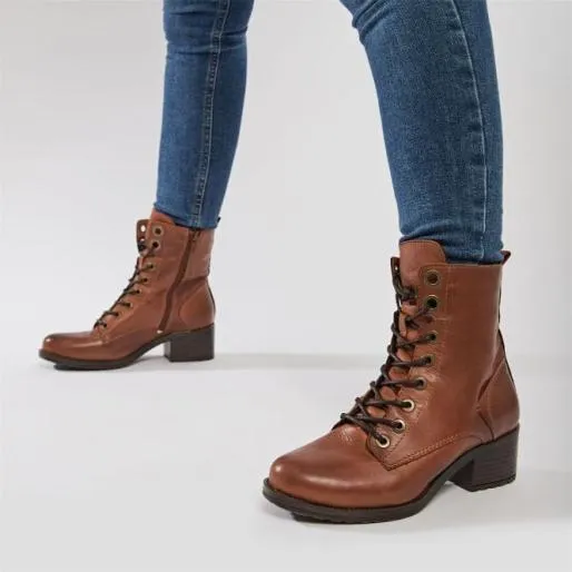 Bezzie W Tan Leather Women Moda In Pelle Ankle Boots