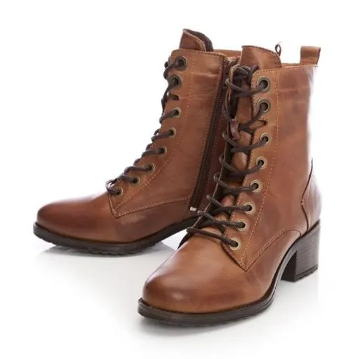 Bezzie W Tan Leather Women Moda In Pelle Ankle Boots