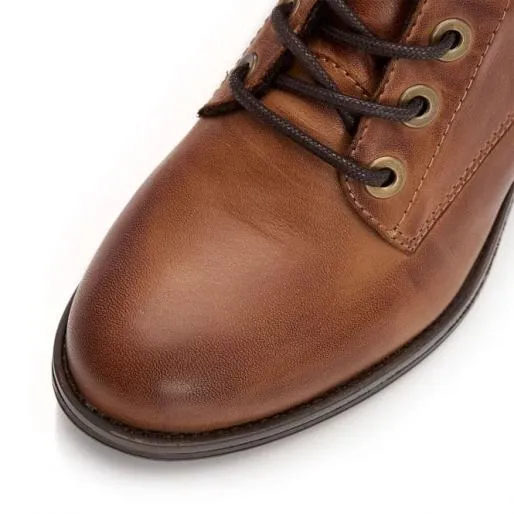 Bezzie W Tan Leather Women Moda In Pelle Ankle Boots
