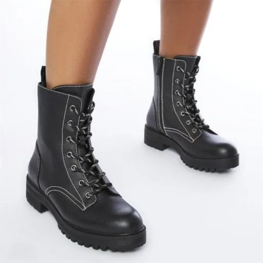 Bianca Black Porvair Women Moda In Pelle Ankle Boots