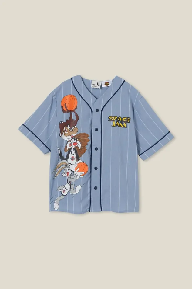 Boys 214 Shirts Cotton On License Baseball Short Sleeve Shirt Lcn Wb Dusty Blue Stripespace Jam Boys 214 Shirts Cotton On License Baseball Short Sleeve Shirt Lcn Wb Dusty Blue Stripespace Jam