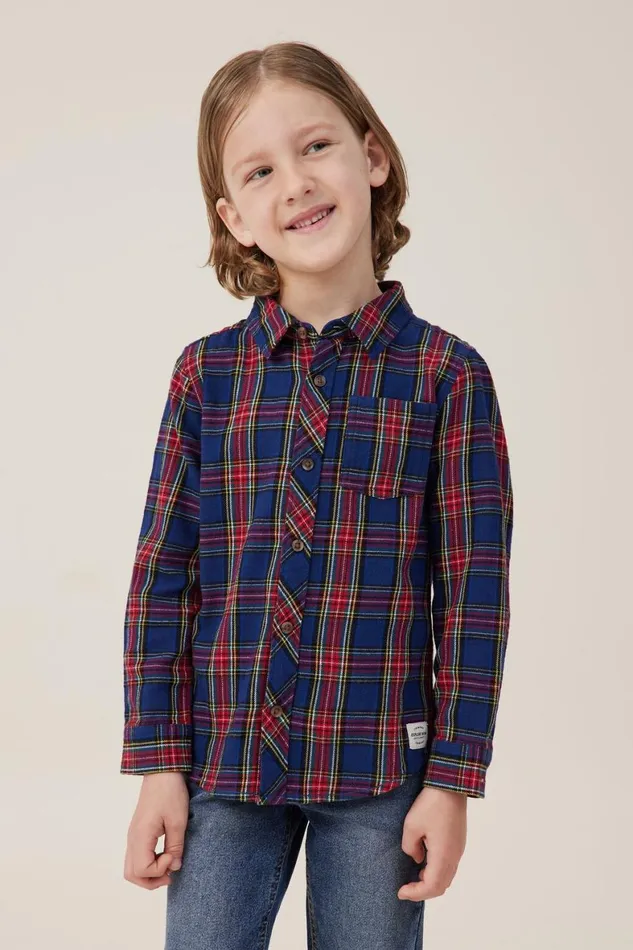 Boys 214 Shirts Cotton On Rugged Long Sleeve Shirt In The Navyheritage Red Plaid Boys 214 Shirts Cotton On Rugged Long Sleeve Shirt In The Navyheritage Red Plaid