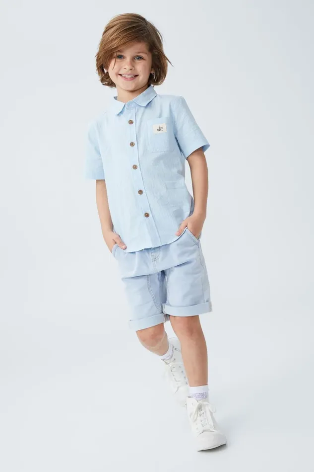 Boys 214 Shorts Cotton On Slouch Fit Short Bells Light Blue