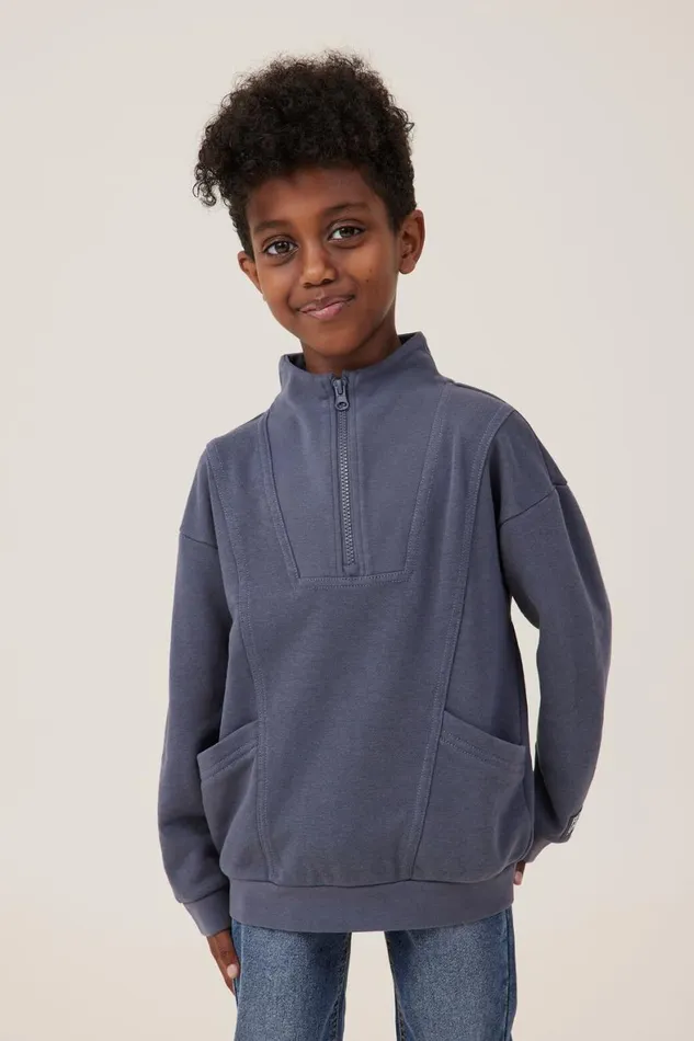 Boys 214 Sweatshirts and Sweatpants Cotton On Connor Spliced Zip Crew Vintage Navy Boys 214 Sweatshirts and Sweatpants Cotton On Connor Spliced Zip Crew Vintage Navy