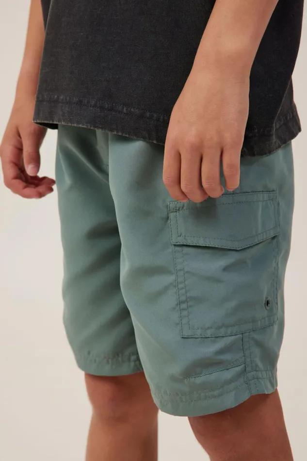 Boys 214 Swimwear Cotton On Bailey Cargo Boardshort Swag Green