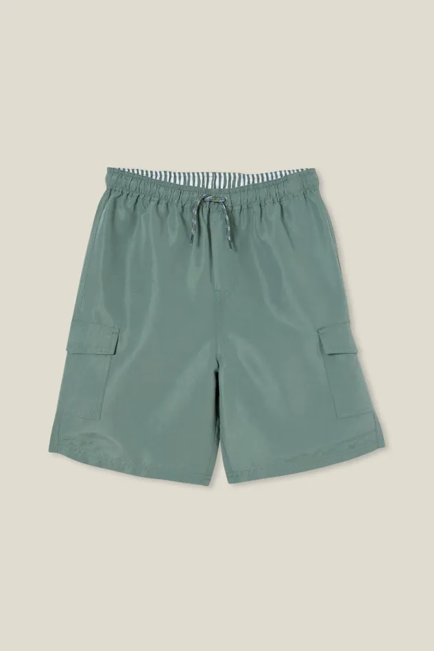 Boys 214 Swimwear Cotton On Benny Cargo Boardshort Swag Green